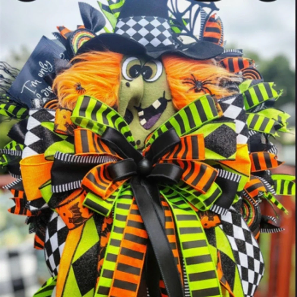 Vibrant Halloween Witch Wreath - Picture 1 of 1